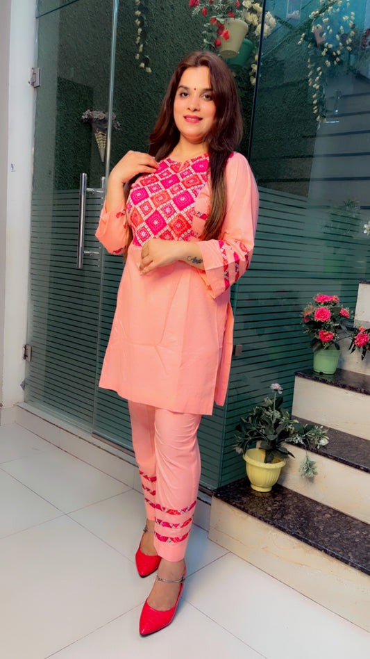 Peach Designer Kurti Set (KS009)