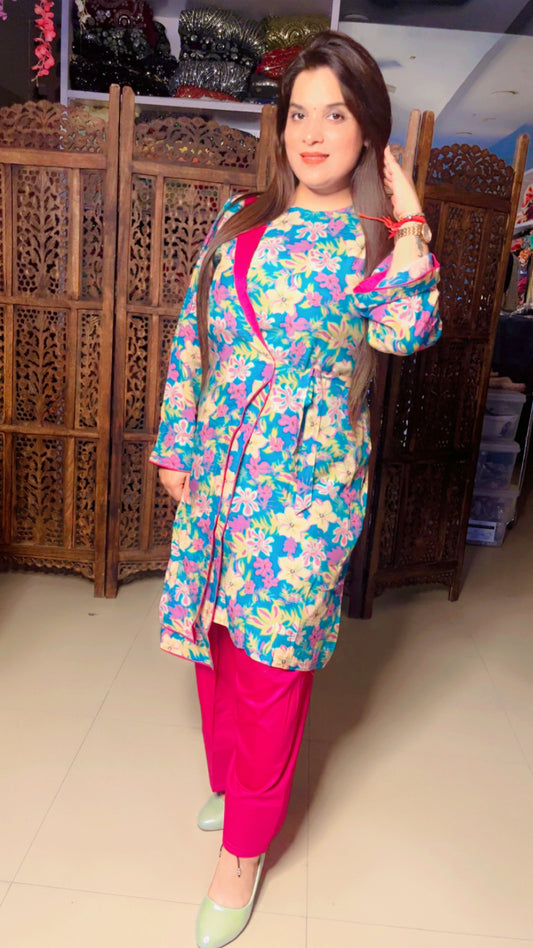Muslin Designer Kurti with Farshi Salwar for Women
