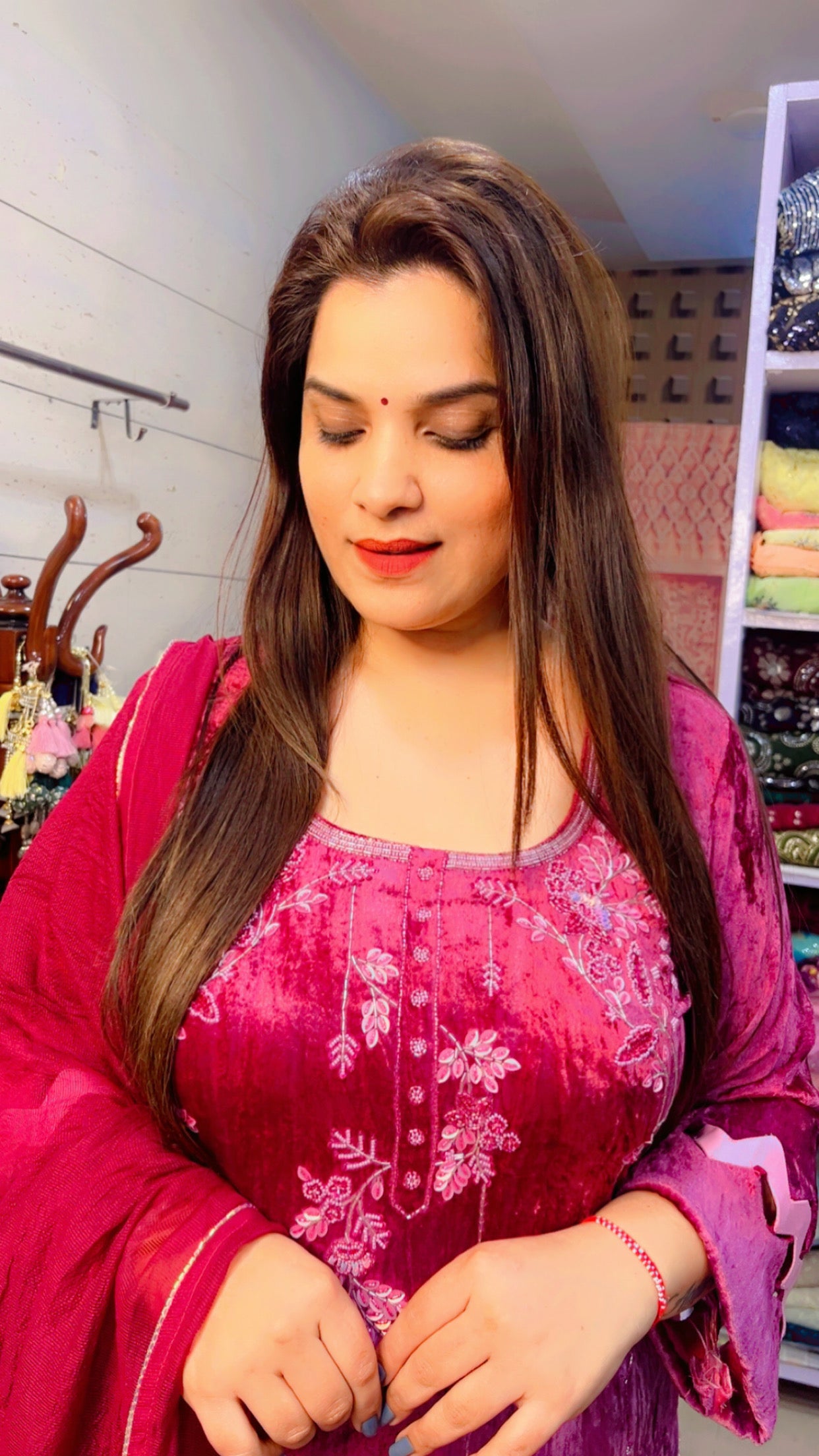 Ombre Pink Velvet Suit (PS007)