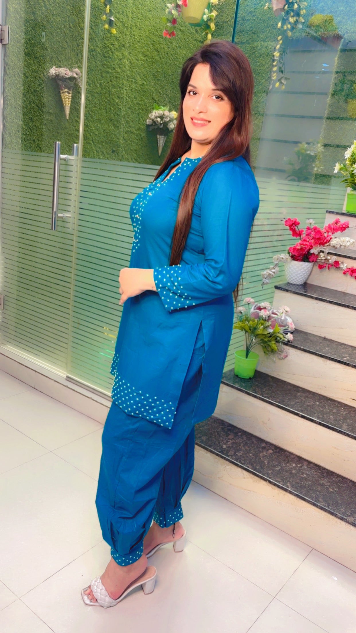 Blue Cotton Co-Ord Set For Summer (CS)