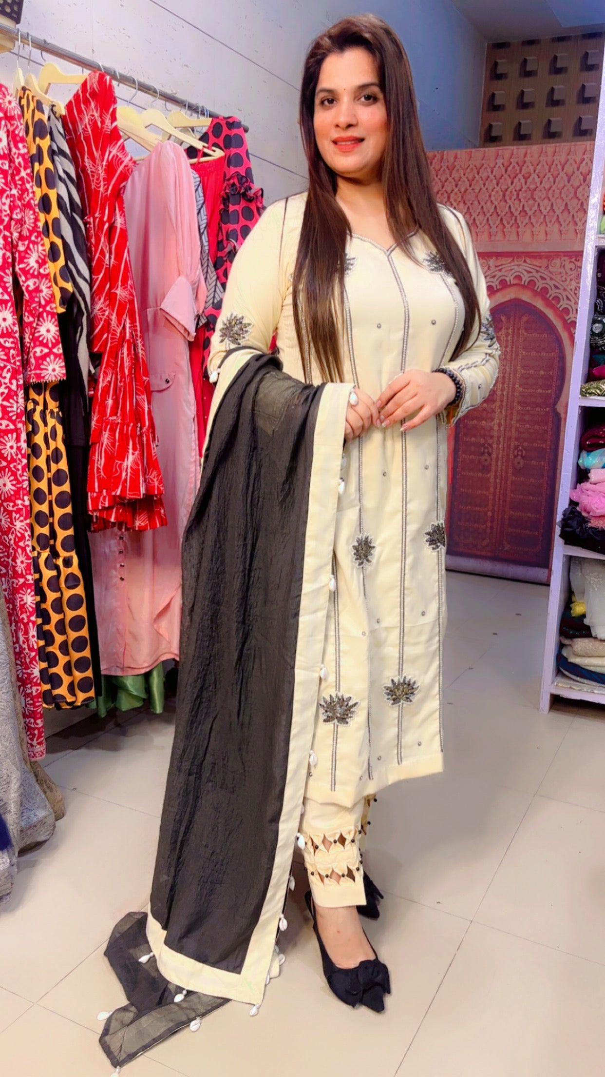 Ivory Embroidered Designer Suit (PS003)