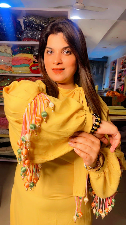 Yellow Rayon Cotton Maxi Dress for Summer Vacations