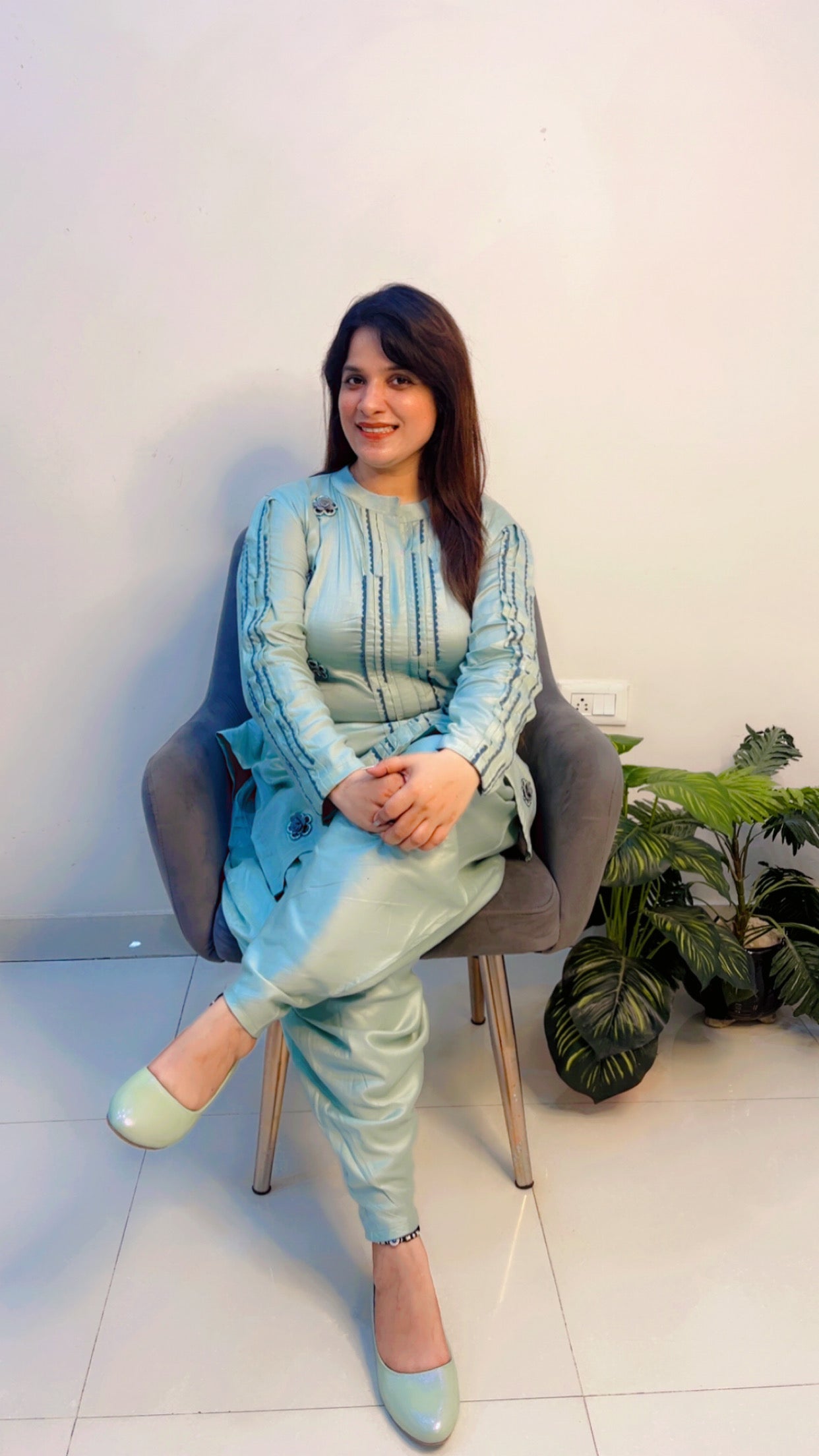 Pastel Blue Cotton Co-Ord Set for Women