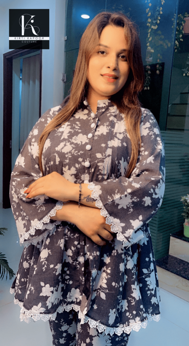 A - line Cotton Floral Printed Co - ord Set - Kirti Kapoor Couture