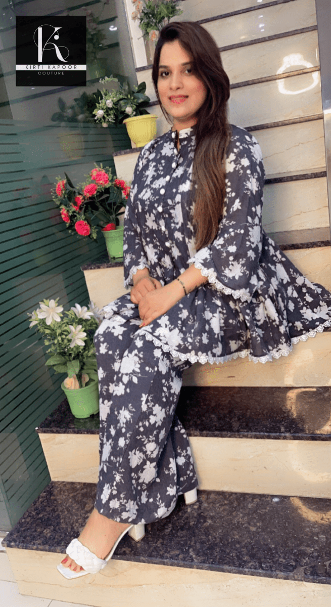 A - line Cotton Floral Printed Co - ord Set - Kirti Kapoor Couture