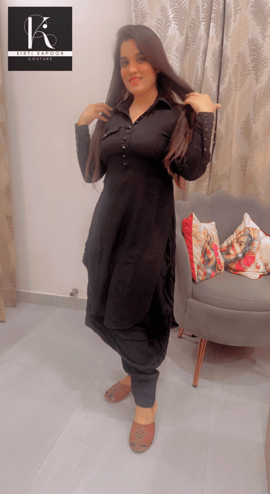 Afghani Style Suit With Dhoti Salwar - Kirti Kapoor Couture