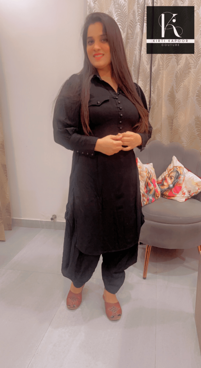 Afghani Style Suit With Dhoti Salwar - Kirti Kapoor Couture