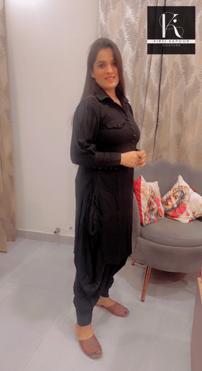 Afghani Style Suit With Dhoti Salwar - Kirti Kapoor Couture