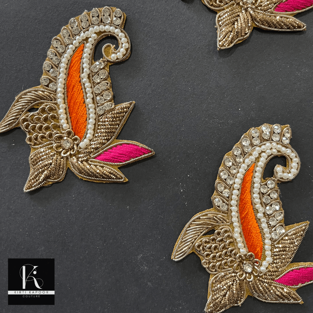 Ambi Flower Design Patch for Dresses (Orange) - Kirti Kapoor Couture