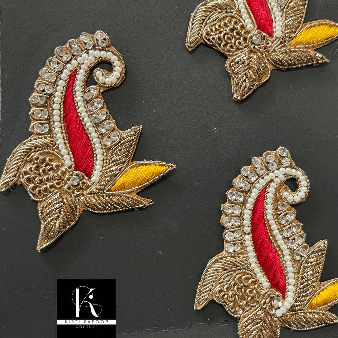 Ambi Flower Design Patch for Dresses (Red) - Kirti Kapoor Couture