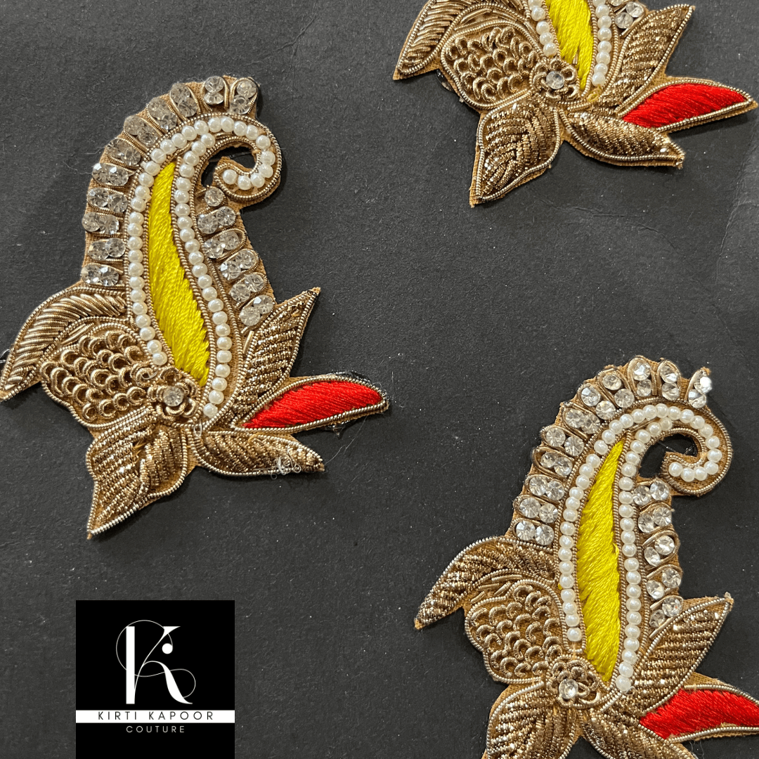 Ambi Flower Design Patch for Dresses (Yellow) - Kirti Kapoor Couture