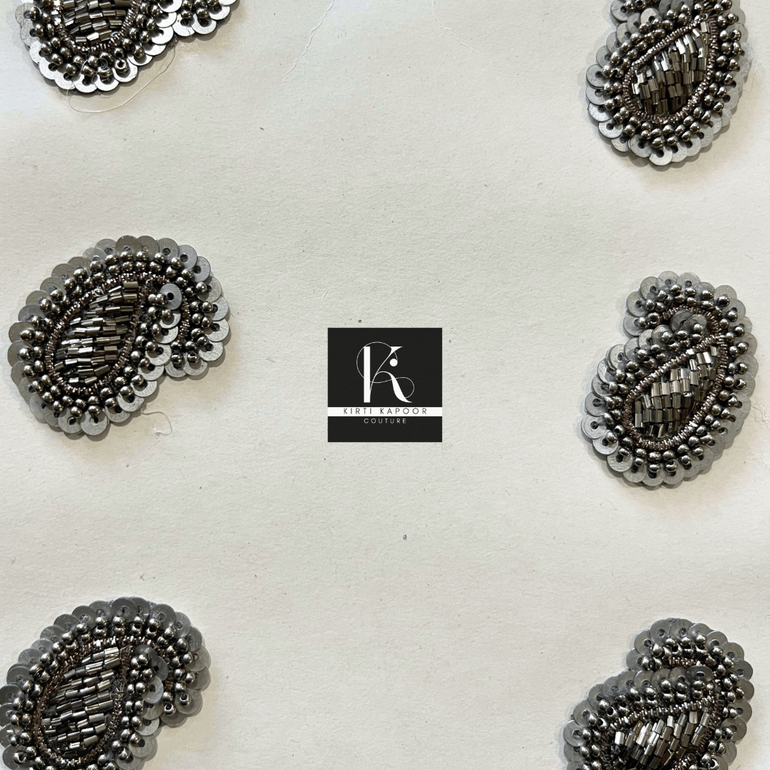 Ambi Patch For Suits - Blackish & Silver Metallic Touch - Kirti Kapoor Couture