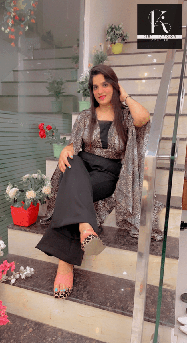 Animal Print Top With Bell Bottom Pant - Kirti Kapoor Couture