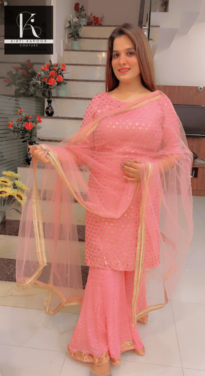 Baby Pink Sharara Suit - Designed by Kirti Kapoor - Kirti Kapoor Couture