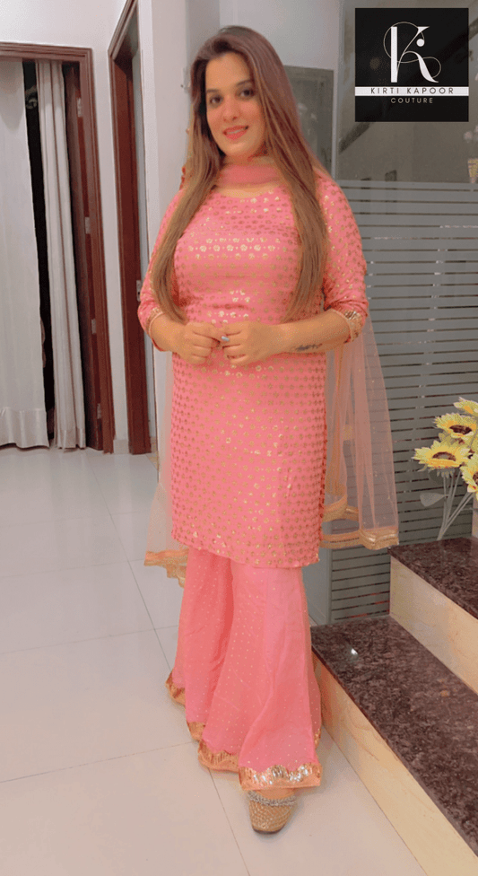 Baby Pink Sharara Suit - Designed by Kirti Kapoor - Kirti Kapoor Couture