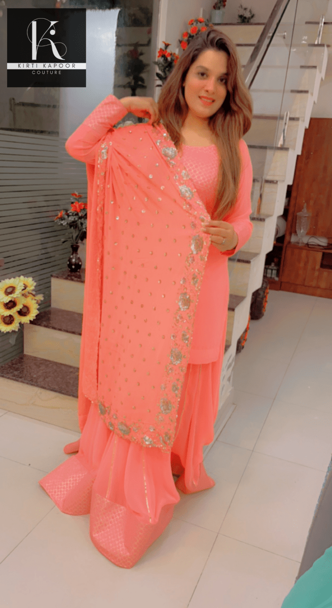Baby Pink Skirt and Short Shirt by Kirti Kapoor Couture - Kirti Kapoor Couture