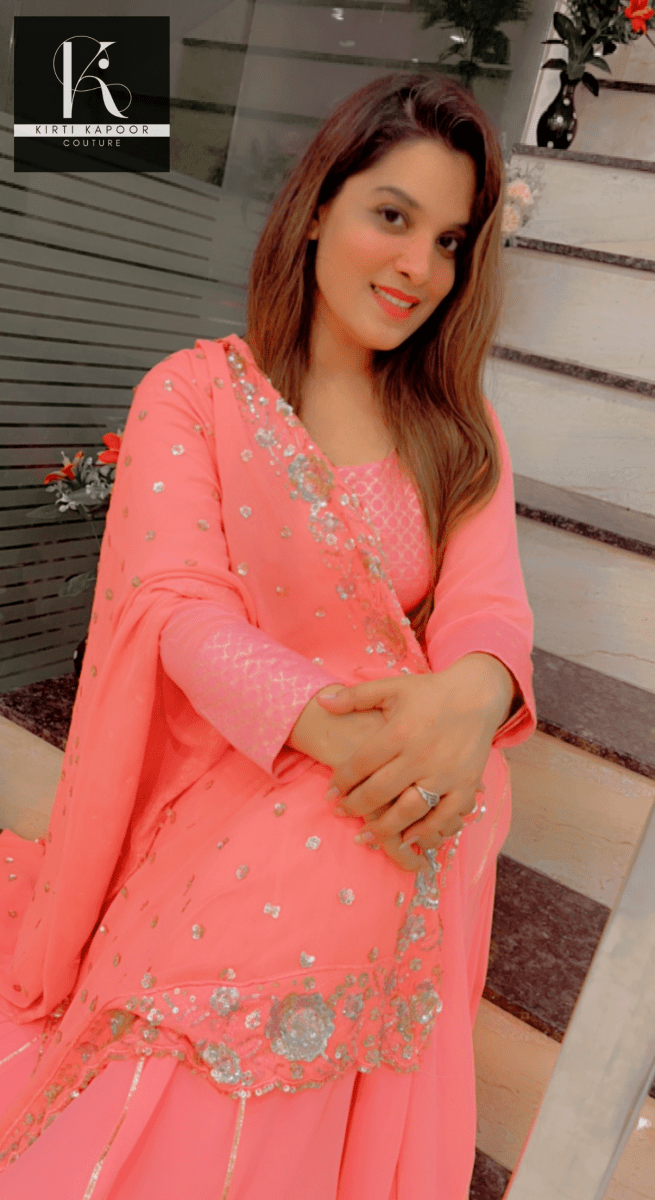 Baby Pink Skirt and Short Shirt by Kirti Kapoor Couture - Kirti Kapoor Couture