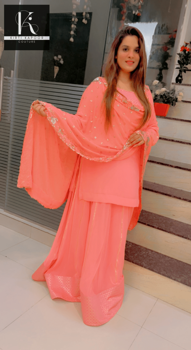 Baby Pink Skirt and Short Shirt by Kirti Kapoor Couture - Kirti Kapoor Couture