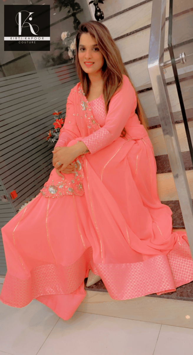 Baby Pink Skirt and Short Shirt by Kirti Kapoor Couture - Kirti Kapoor Couture