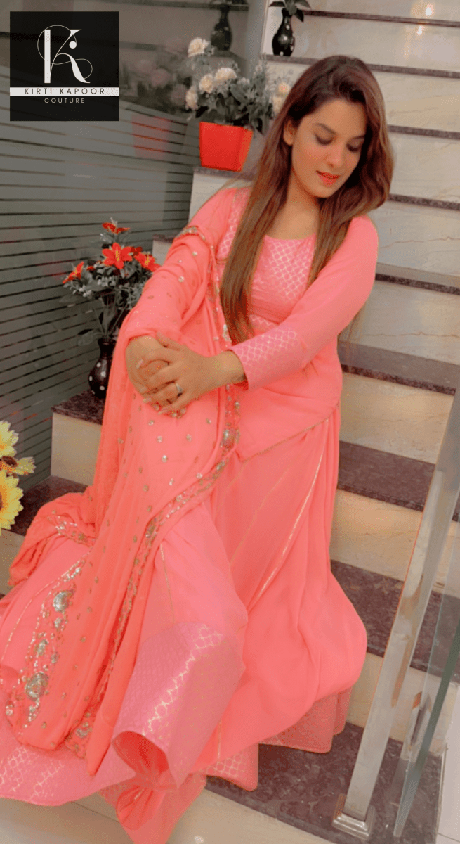 Baby Pink Skirt and Short Shirt by Kirti Kapoor Couture - Kirti Kapoor Couture