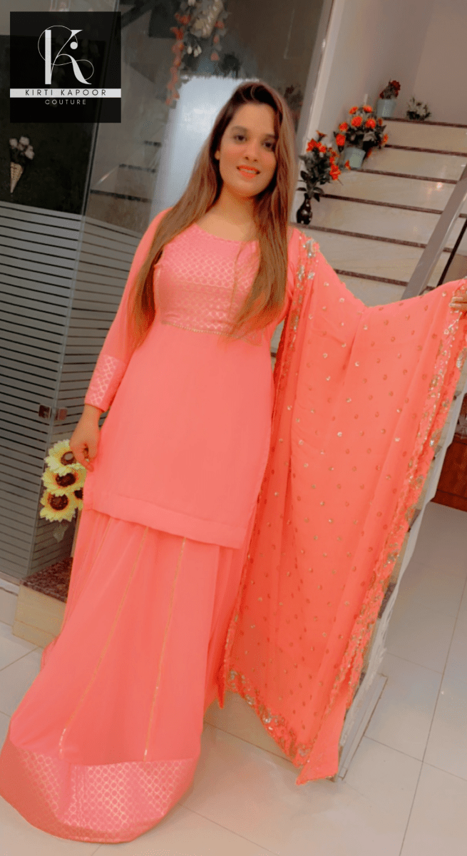 Baby Pink Skirt and Short Shirt by Kirti Kapoor Couture - Kirti Kapoor Couture