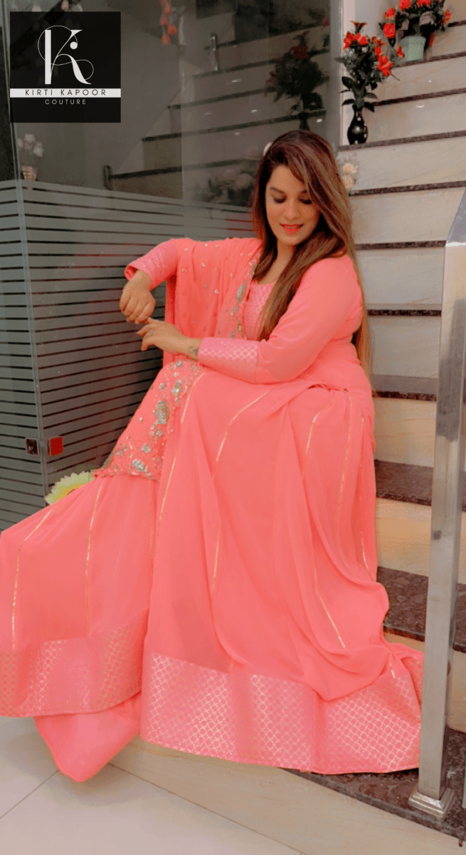 Baby Pink Skirt and Short Shirt by Kirti Kapoor Couture - Kirti Kapoor Couture