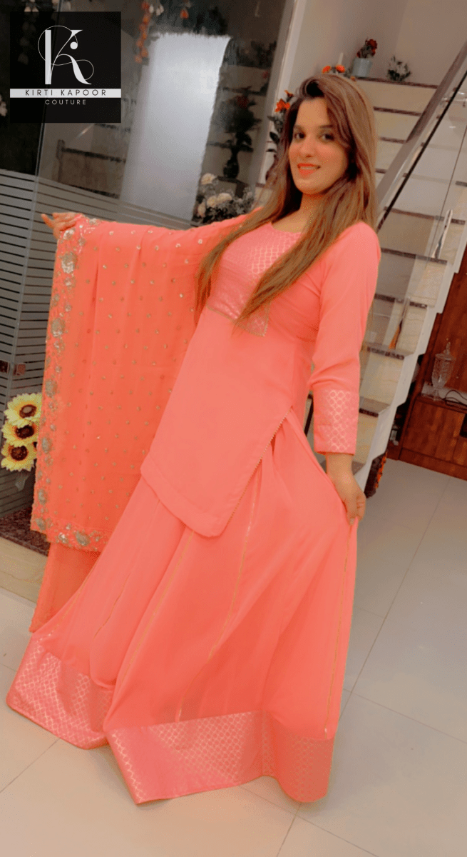 Baby Pink Skirt and Short Shirt by Kirti Kapoor Couture - Kirti Kapoor Couture