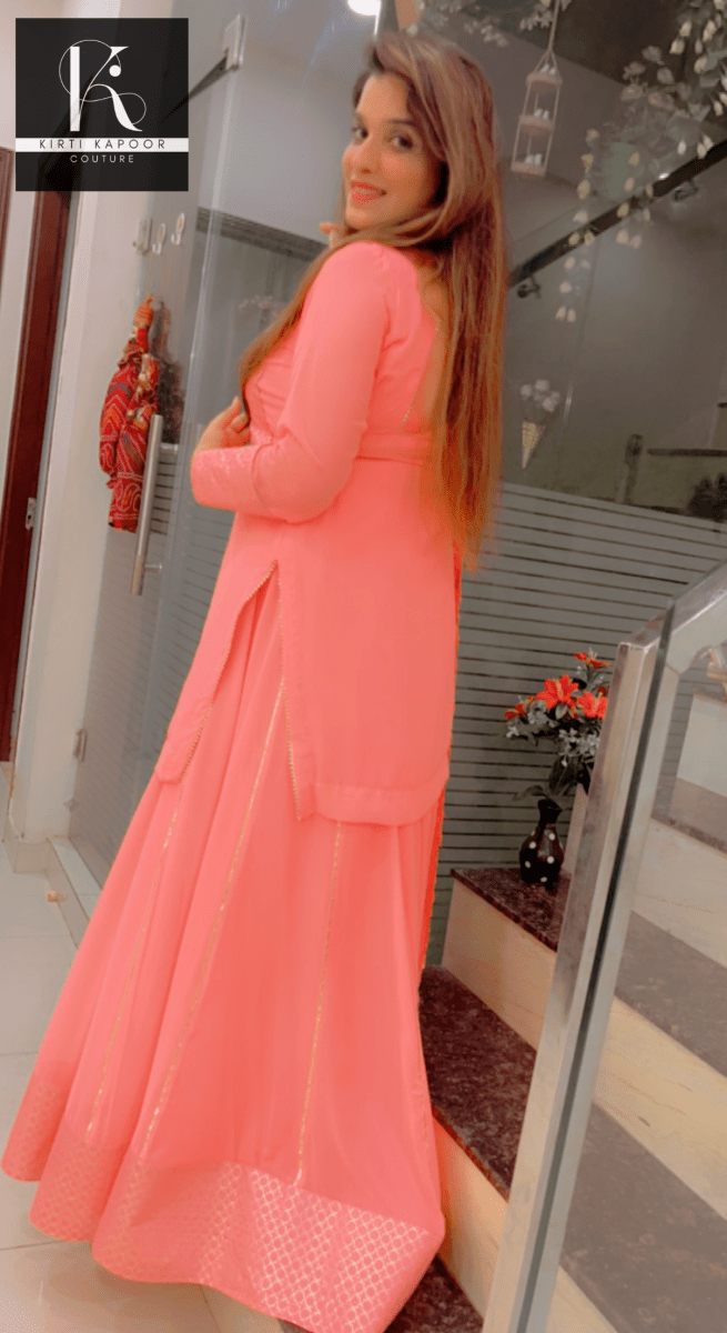 Baby Pink Skirt and Short Shirt by Kirti Kapoor Couture - Kirti Kapoor Couture