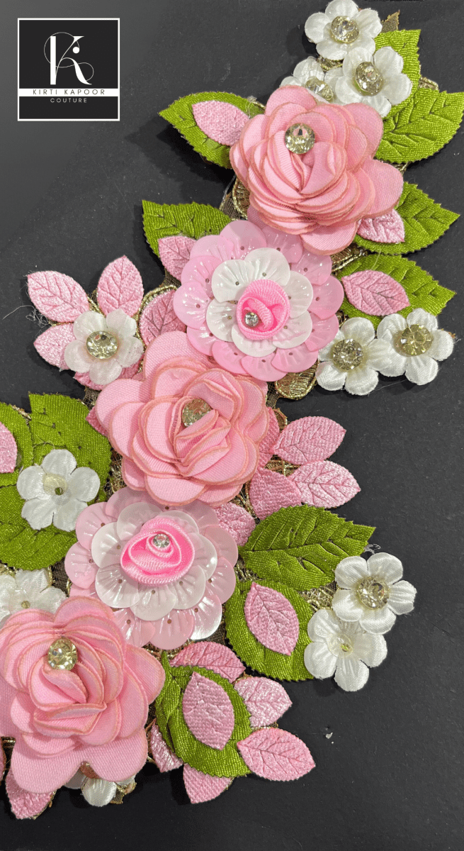 Beautiful Floral Patch For Dresses (Pink Flowers) - Kirti Kapoor Couture