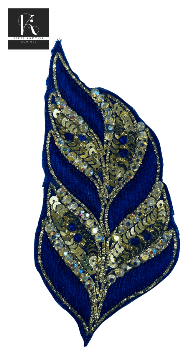 Big Leaf Design Patch For Suits (Dark Blue) - Kirti Kapoor Couture