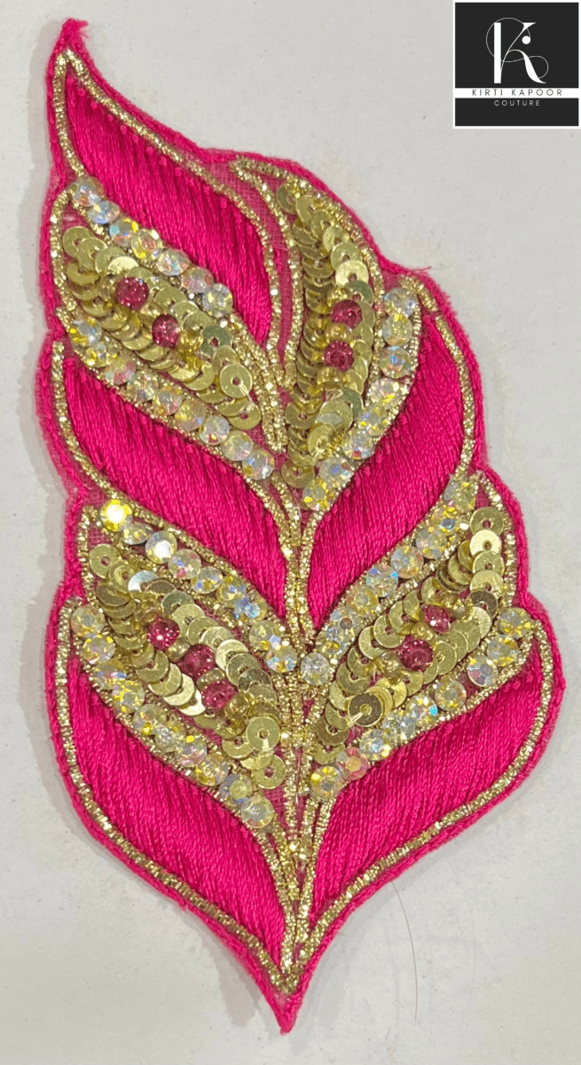 Big Leaf Design Patch For Suits (Dark Pink) - Kirti Kapoor Couture