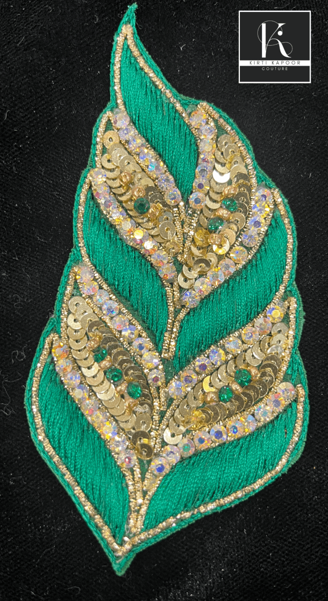 Big Leaf Design Patch For Suits (Sea - Green) - Kirti Kapoor Couture