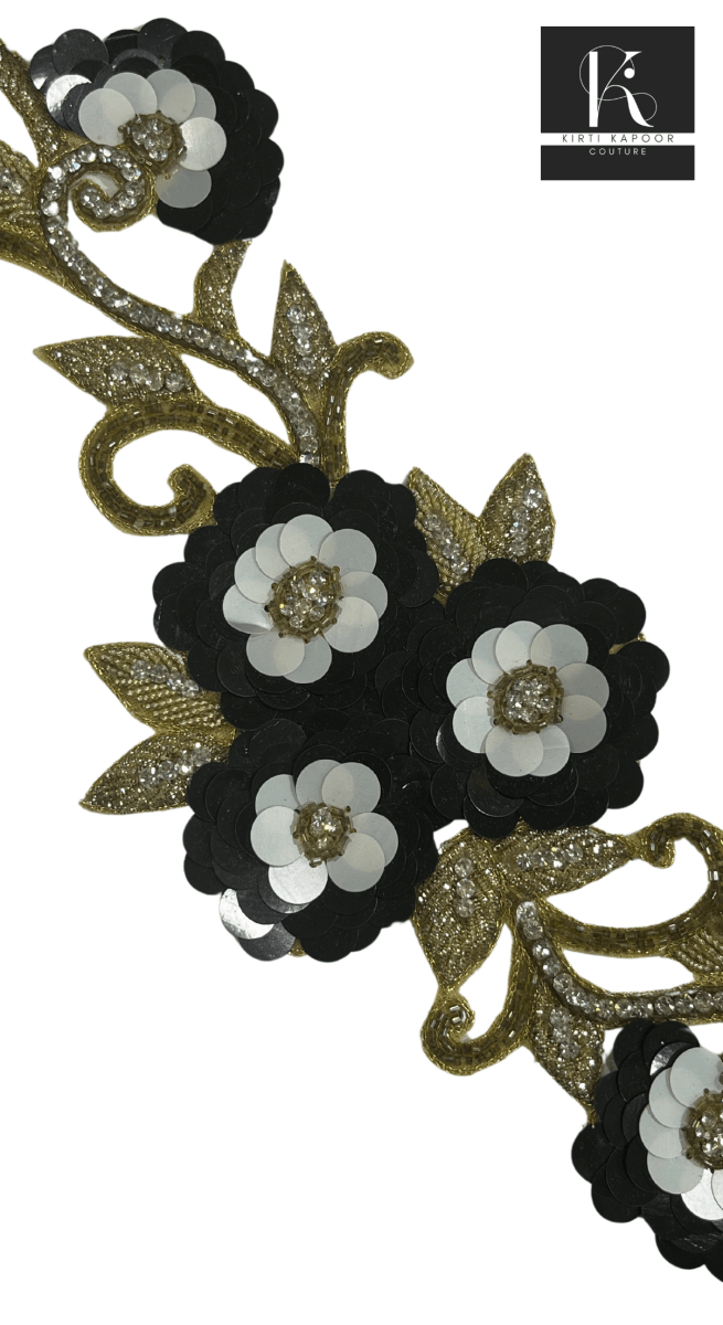 Big Size Floral Applique for Suit (Black Coloured Flower) - Kirti Kapoor Couture