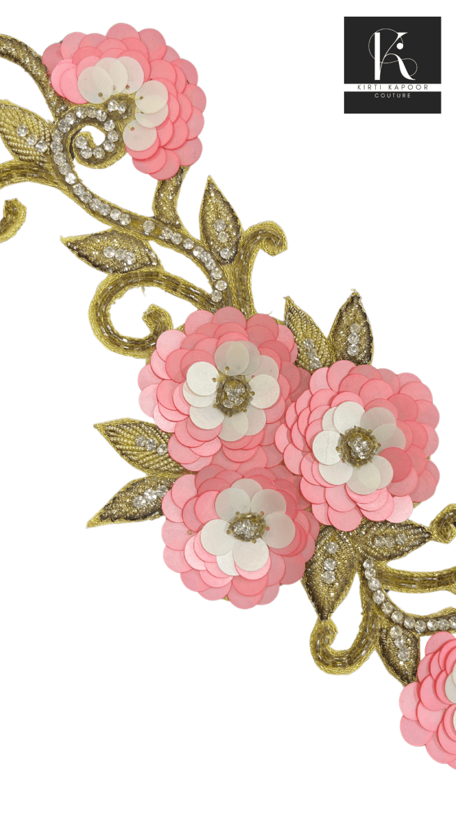 Big Size Floral Applique for Suit (Pink Flower) - Kirti Kapoor Couture