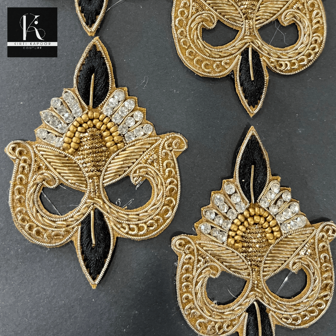 Black and Golden Dabka Work Patch - Kirti Kapoor Couture