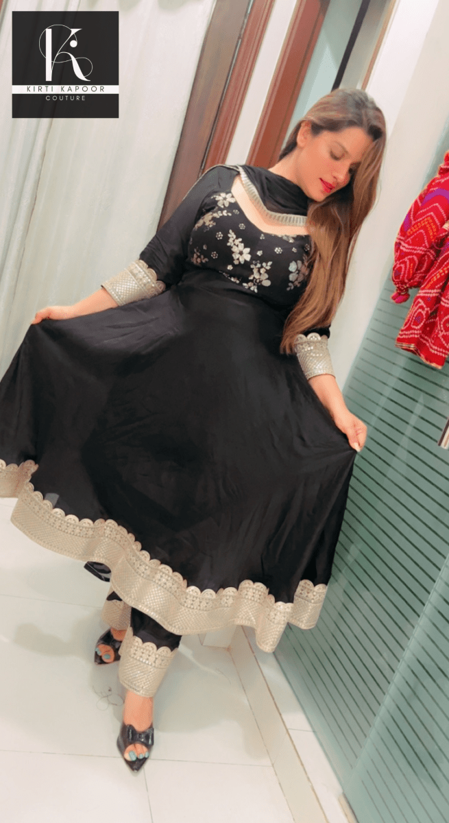 Black Dazzling Anarkali Suit For Parties - Kirti Kapoor Couture