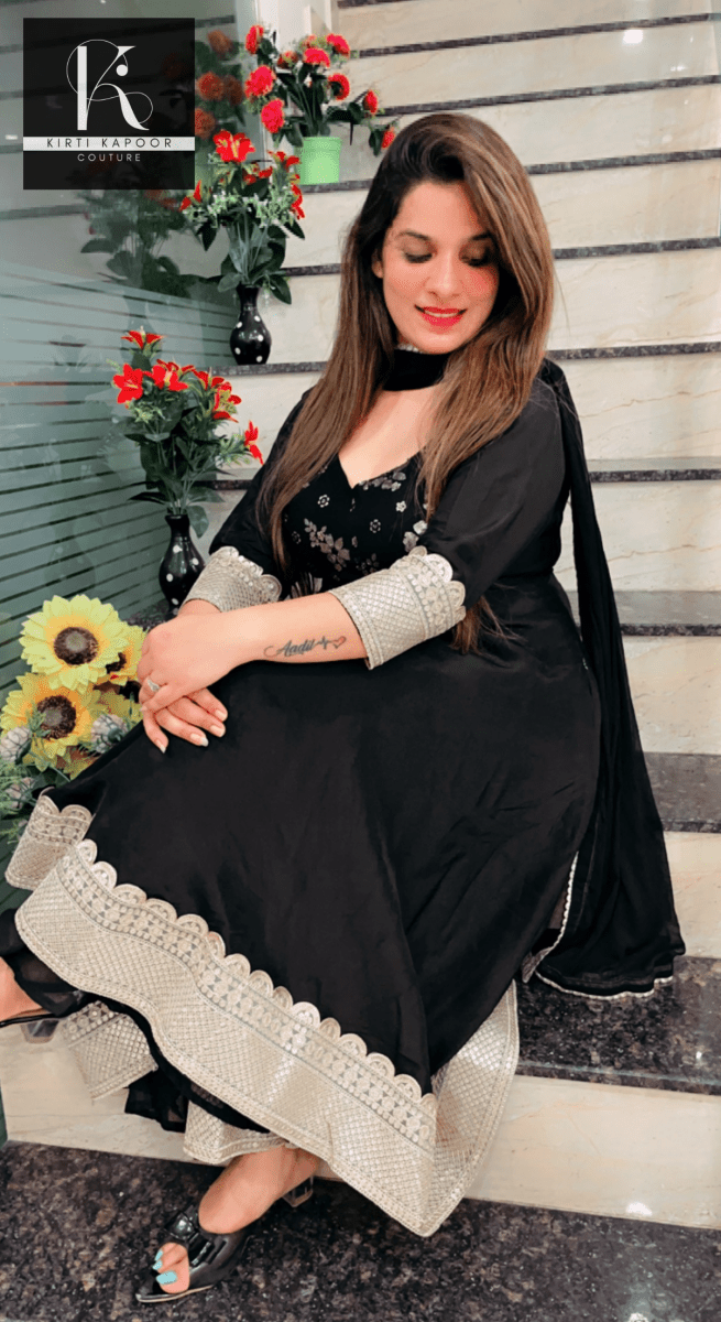 Black Dazzling Anarkali Suit For Parties - Kirti Kapoor Couture