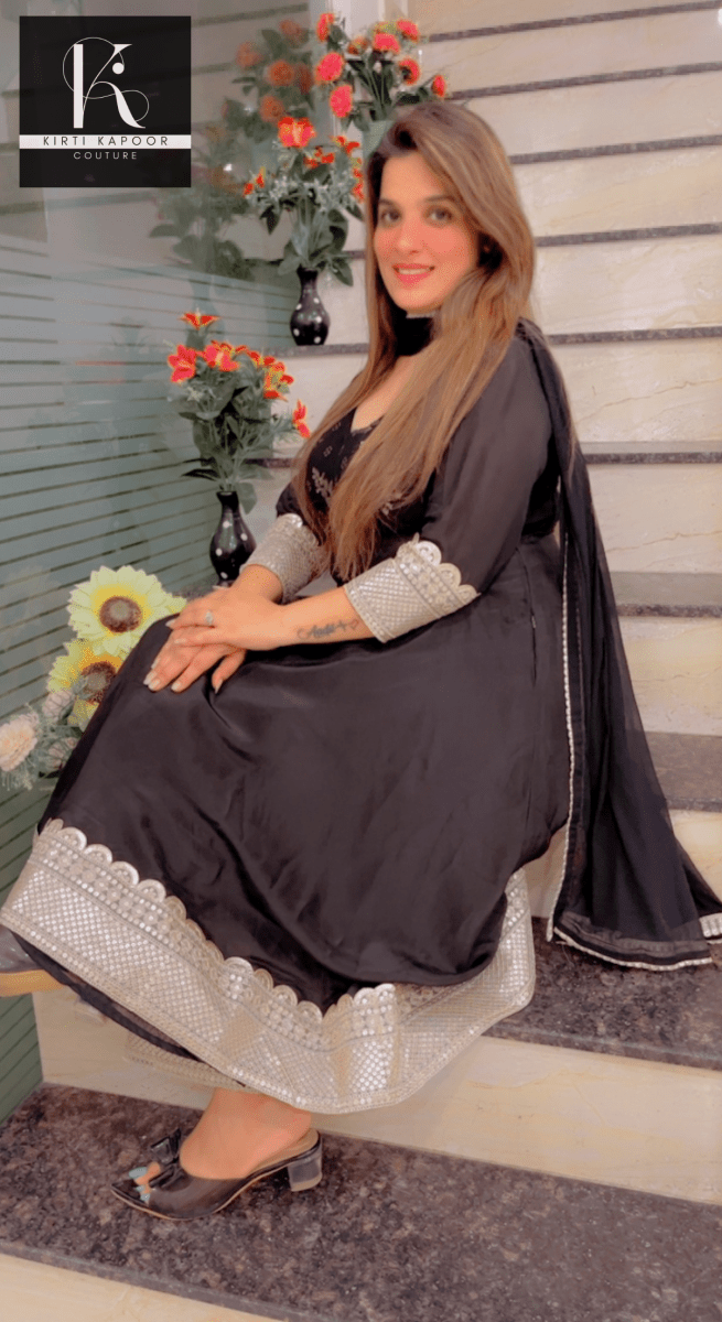 Black Dazzling Anarkali Suit For Parties - Kirti Kapoor Couture