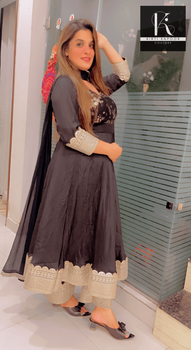Black Dazzling Anarkali Suit For Parties - Kirti Kapoor Couture