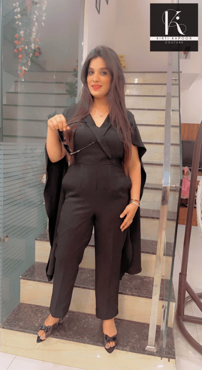 Black Designer Jumpsuit - Sleek Fit Design - Kirti Kapoor Couture