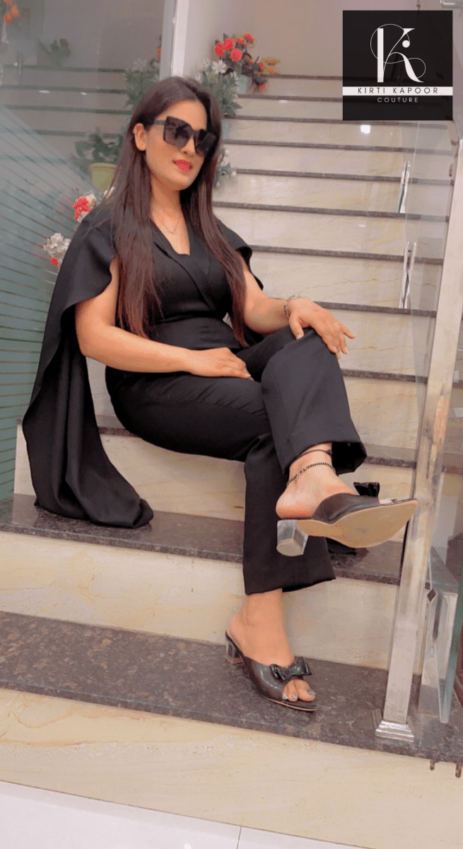 Black Designer Jumpsuit - Sleek Fit Design - Kirti Kapoor Couture