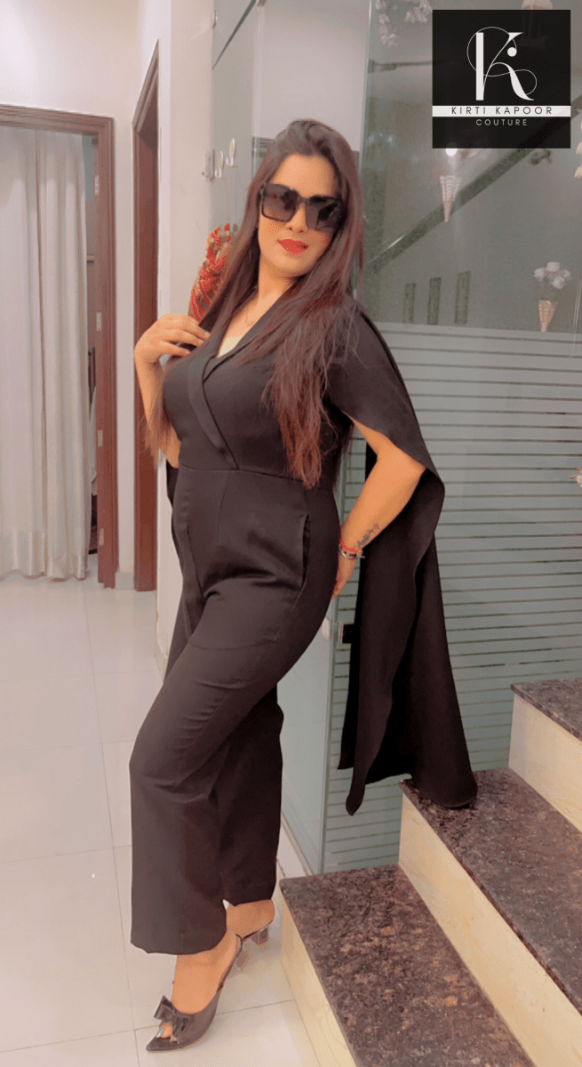 Black Designer Jumpsuit - Sleek Fit Design - Kirti Kapoor Couture