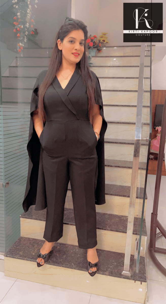 Black Designer Jumpsuit - Sleek Fit Design - Kirti Kapoor Couture