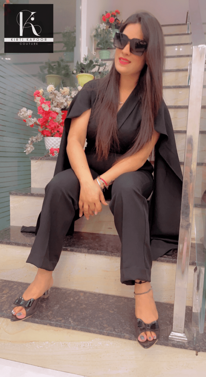 Black Designer Jumpsuit - Sleek Fit Design - Kirti Kapoor Couture