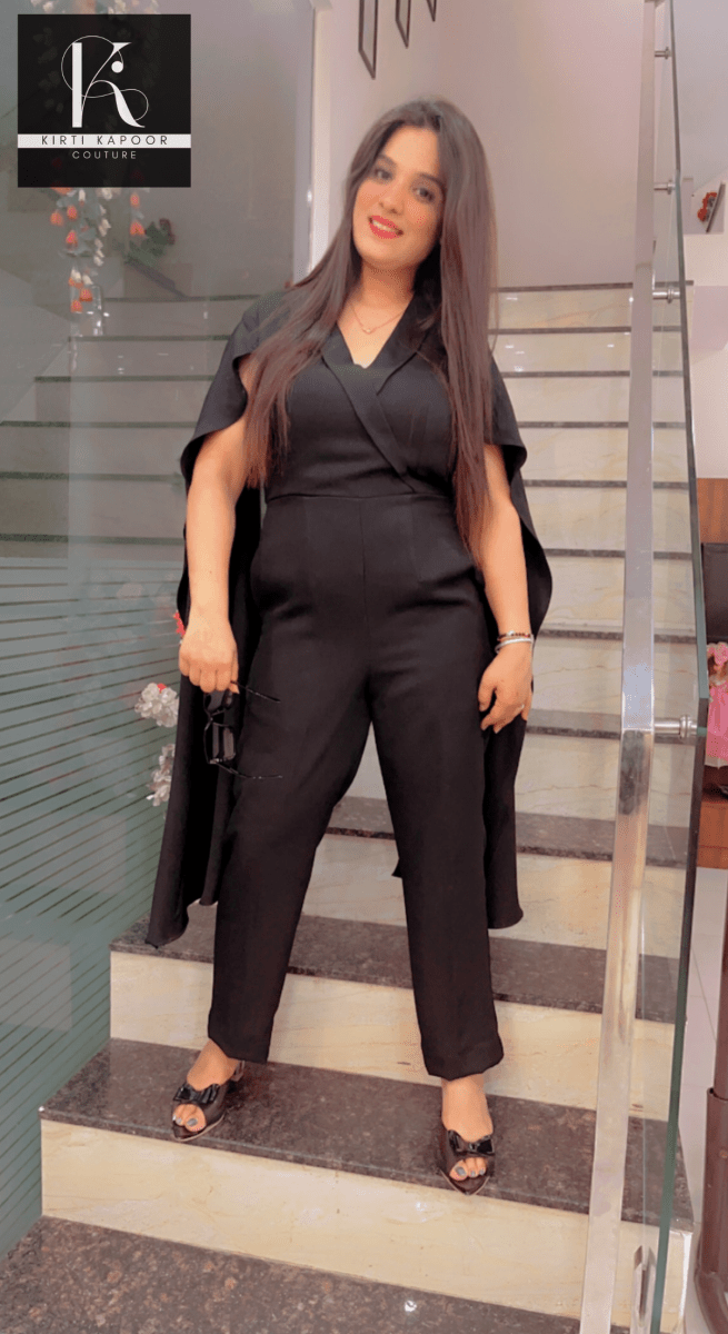 Black Designer Jumpsuit - Sleek Fit Design - Kirti Kapoor Couture