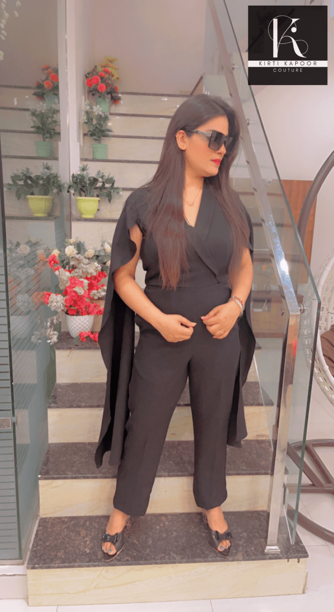 Black Designer Jumpsuit - Sleek Fit Design - Kirti Kapoor Couture