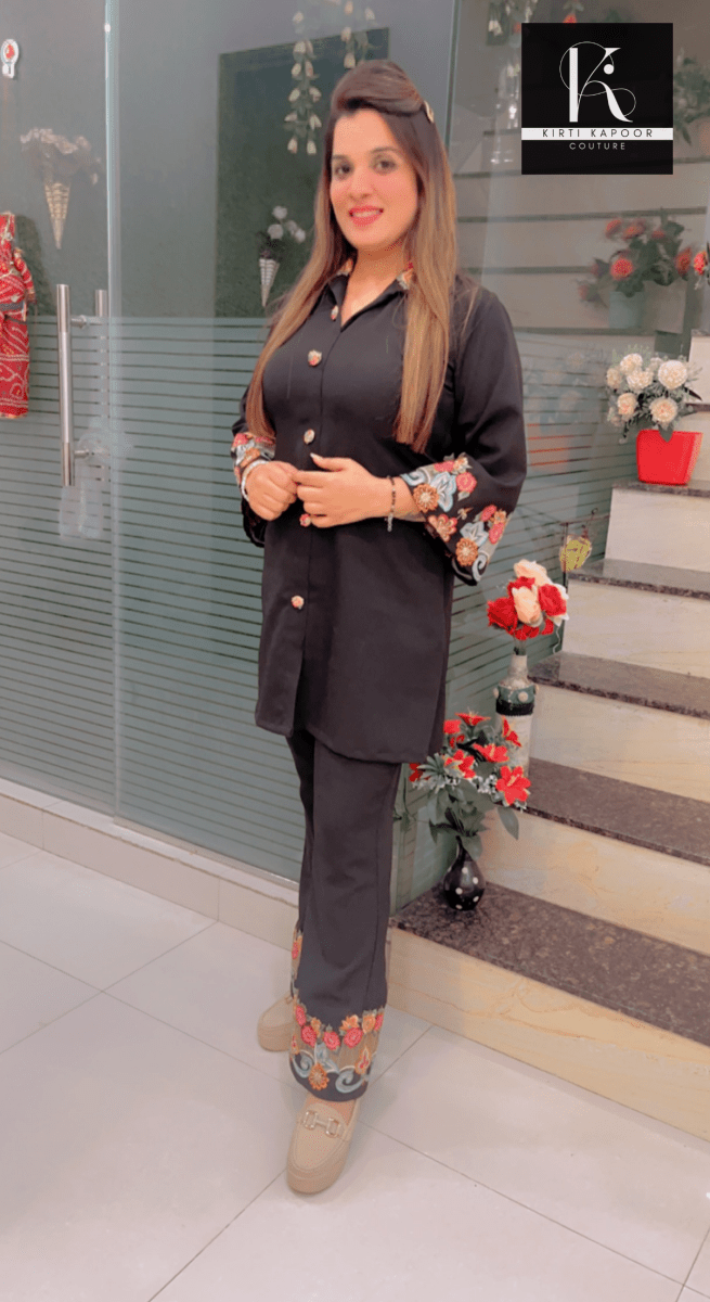 Black Embroidered Co - ord Set - Kirti Kapoor Couture