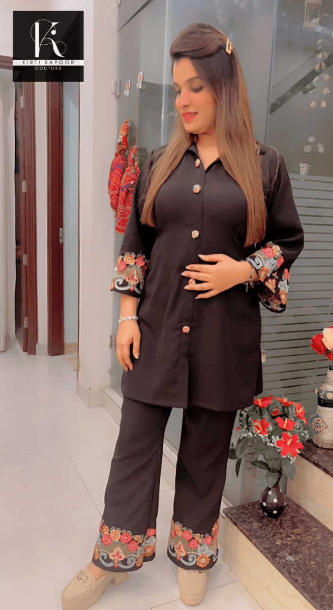 Black Embroidered Co - ord Set - Kirti Kapoor Couture
