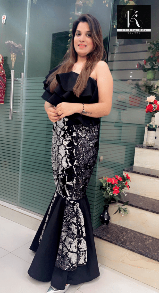 Black - Silver Fish - Cut Gown ( Partywear Outfit) - Kirti Kapoor Couture