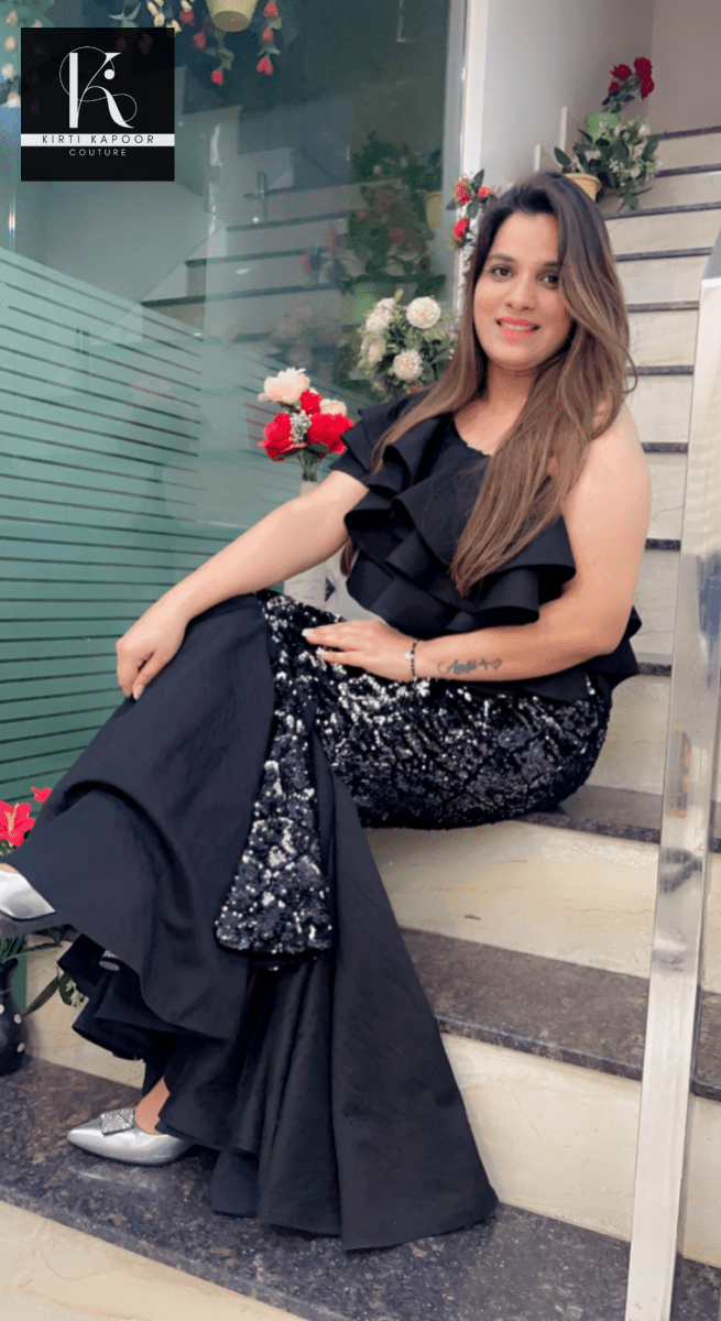 Black - Silver Fish - Cut Gown ( Partywear Outfit) - Kirti Kapoor Couture